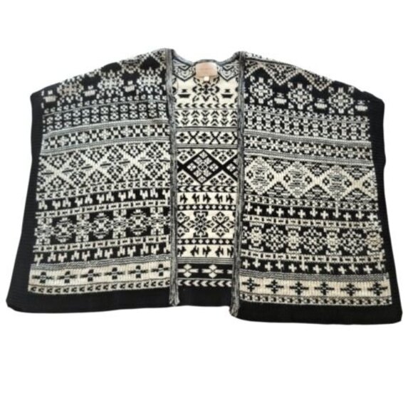 Skies are Blue Knit kimono Cardigan Small/Medium Black White Aztec SouthWestern - Picture 4 of 7